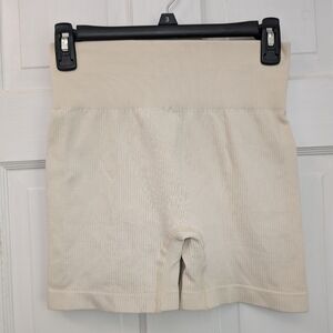Cream High Waisted Yoga Shorts